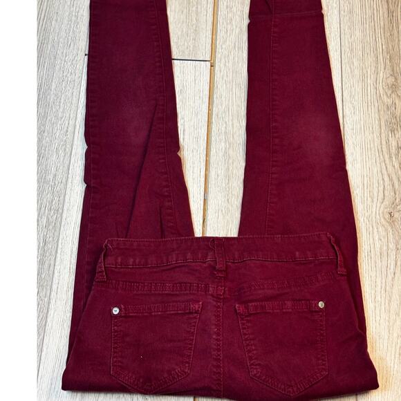 Altar'd State Cranberry Burgundy Red Wine Skinny Jean 25/1 Pants Boho Casual - Picture 3 of 7